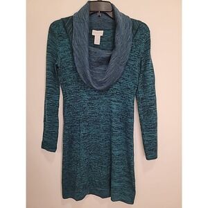 Soft Surroundings Women's Top‎ Extra Small Cowl Neck Sweater Long Sleeve Teal